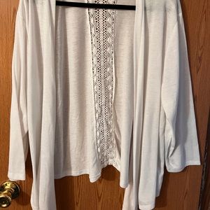 Beautiful white cardigan with lace opening down the back